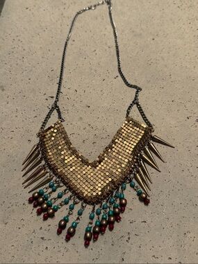 Gold Chain mail beaded  Necklace‎ boho festival